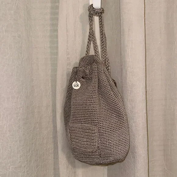 The Sak Tan Macrame Backpack String Bag Purse