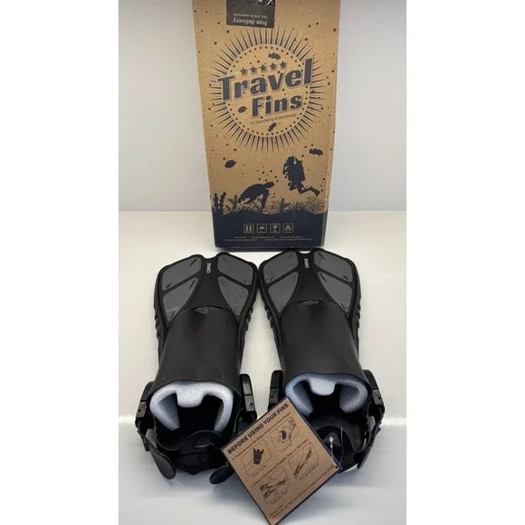 Capas Snorkel Fins Black Adult S/M 4.5-8.5 Swim Diving Flippers Adjustable