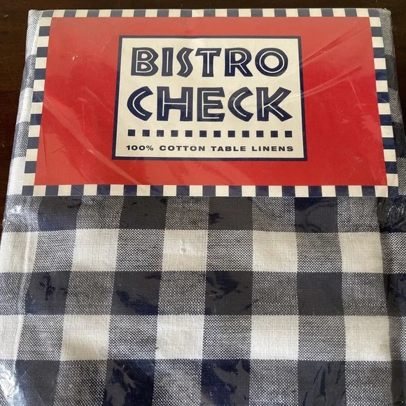 Vintage Tablecloth Classic Blue White Picnic Check‎ Gingham New wo Package 52x70