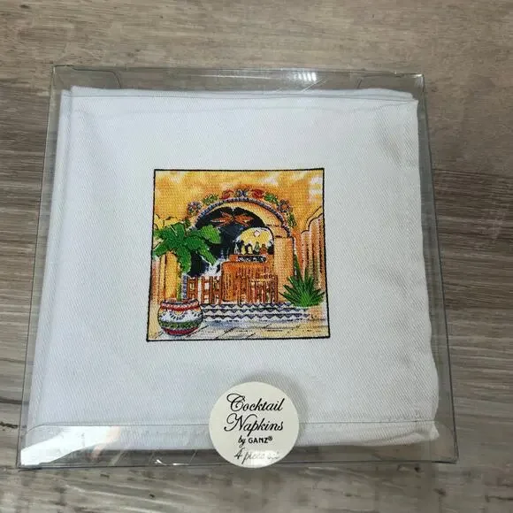 Bella Casa La Cocina Ganz Cocktail Napkins Set of 4 Cotton Bar Decor