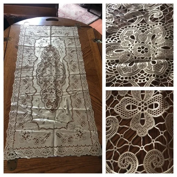Vintage Wipeable Lace Table Runner