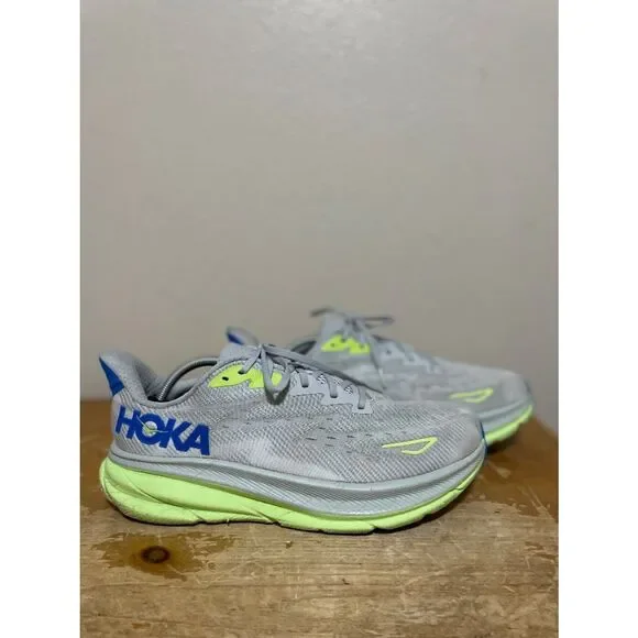 Hoka One One Clifton 9 1132210 STLC Stardust Electric/Grey-Blue Men's Sz 12EE