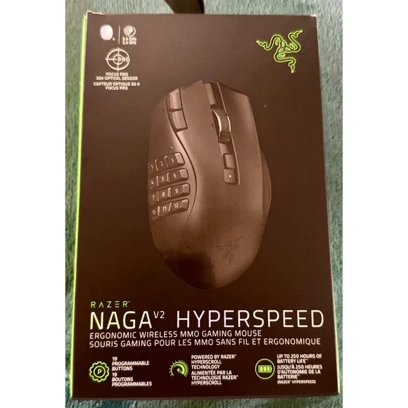Razer Naga V2 Hyperspeed‎ Ergonomic Gaming Mouse RZ01-0360 New Open Box NIB