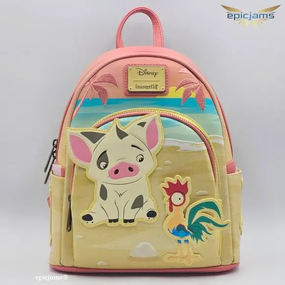 Loungefly Disney Moana Pua & Hei Hei Sunset Mini Backpack Bag New