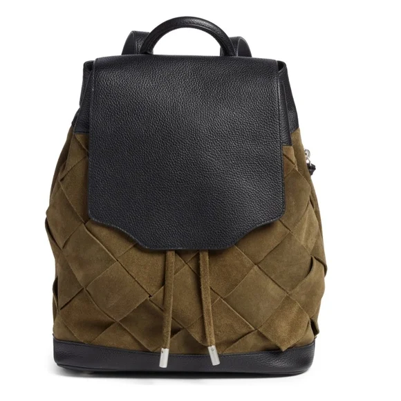 NWT $695 Rag & Bone Pilot Suede & Leather Backpack in Olive and Black!