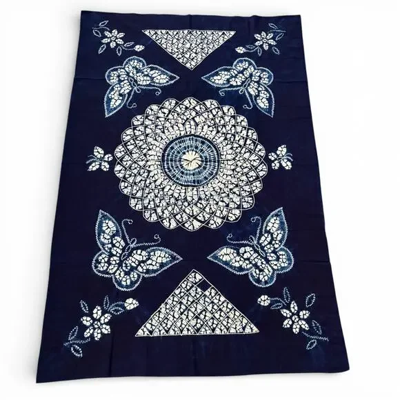 Handmade Indigo Tie-Dye Tablecloth Tapestry Bai Ethnic Style