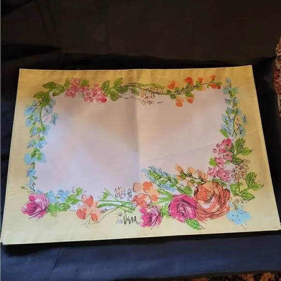 Vintage Pristine '70'S Set Of 2 Vera Neumann Placemats Yellow Flora 17