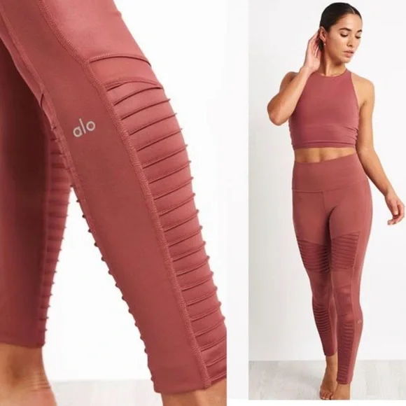 Alo High Waisted Pink Quartz Moto Leggings