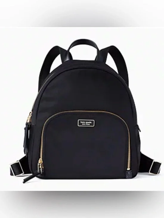 kate spade Retro Modern Black Dawn Medium Backpack Nylon Lightweight Coquette