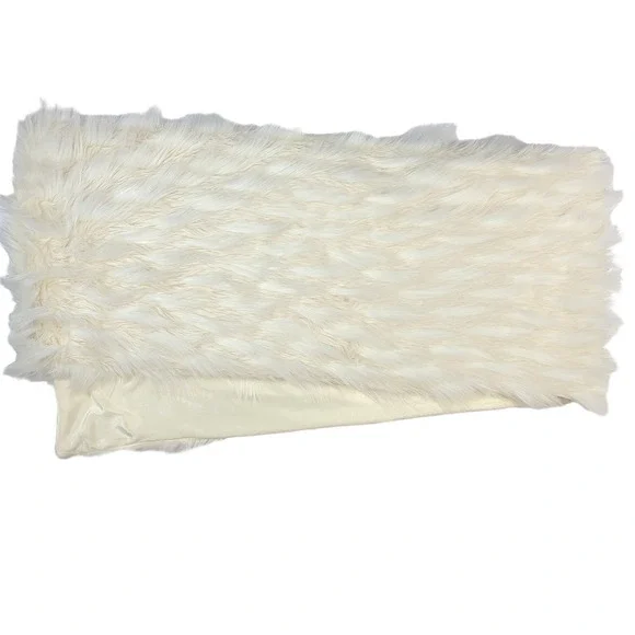 Tahari Home Faux Fur Table Runner Ivory Soft Luxury Cozy Chic