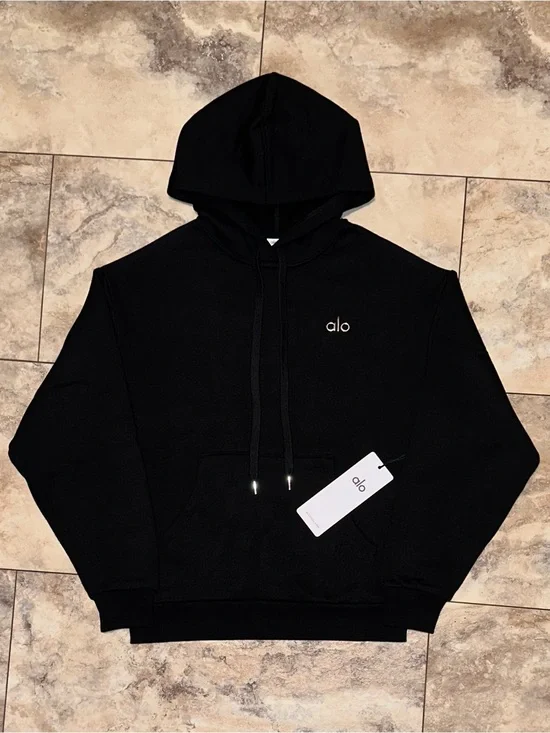 NWT ALO Accolade Hoodie Pullover Sweatshirt in Black (Size XS)