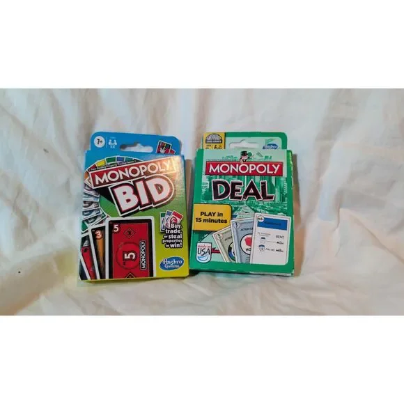 Monopoly Bid and Monopoly Deal Card Game Combo