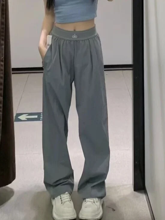 NWT🎆Alo Yoga Steel Gray Wide Leg Pants Cozy Stylish Trouser (Regular)🎀