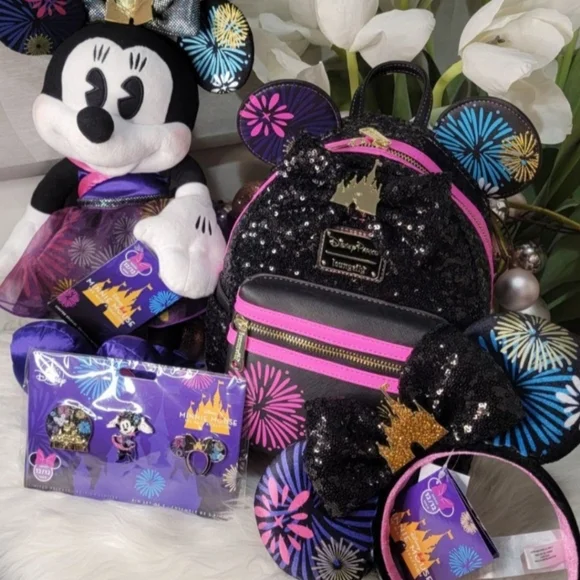 Set of 4!!!Fireworks LOUNGEFLY BACKPACK EARS PLUSH PIN SETAll New