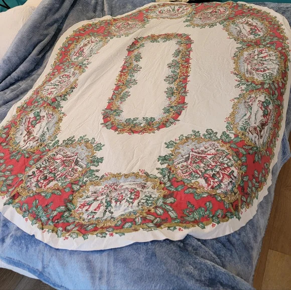 Bardwil Linens Dickens Christmas Fabric Tablecloth 52