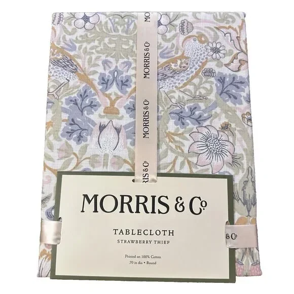 William Morris & Co Strawberry Thief Floral Tablecloth 70