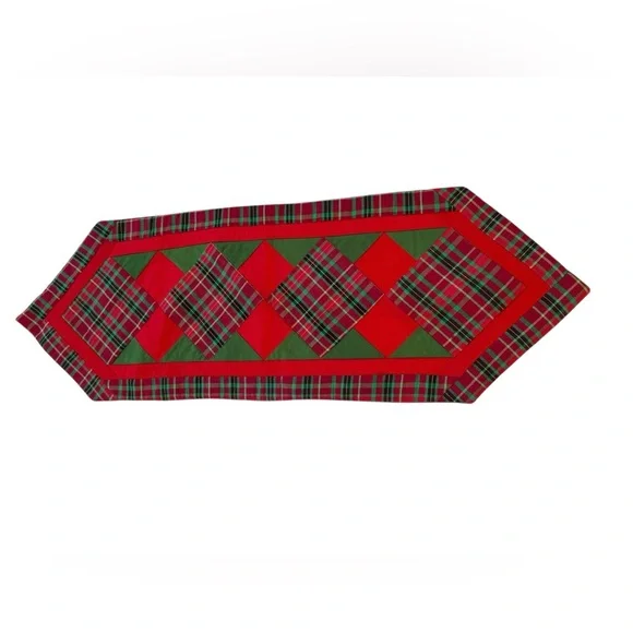 Quilted Holiday Christmas Table Runner Plaid Handmade 41