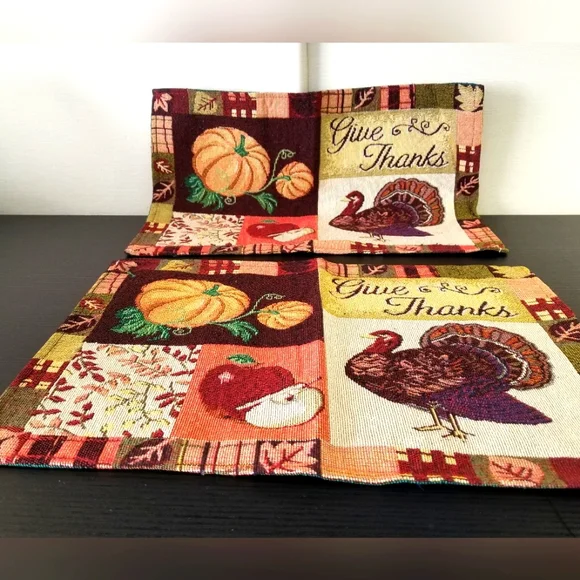New Handcrafted Give Thanks Tablemats, set of 2