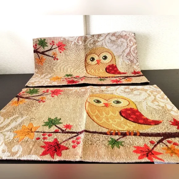 New Handcrafted Fall Owl Tablemats, set of 2