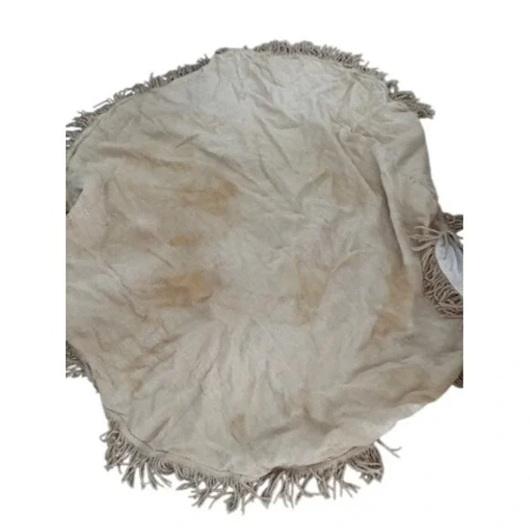Ballard Discolored Crafts Fringed Burlap Tablecloth 90
