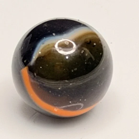 Vintage Vitro Agate Black Base Orange Ribbon Patch Marble 5/8