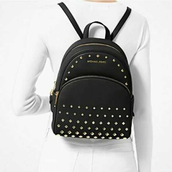 Michael Kors Medium Abbey Pebbled Leather Studded Backpack Bag