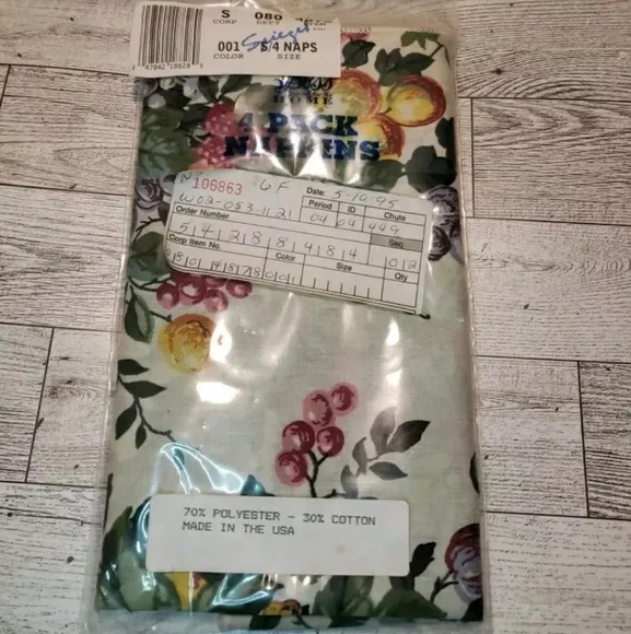 Vtg Spiegel  Bess Fashion For The Home 4 Pk Cloth Napkins Fruit New Original Pkg