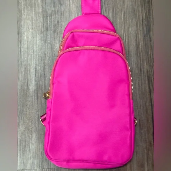Pink Nylon Sling Backpack for Women | Stylish Crossbody Bag | New