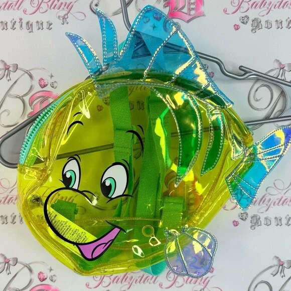 Disney backpack little mermaid flounder fish Yellow and Blue Fish Backpack