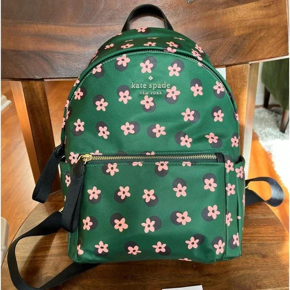 Kate Spade Green Multi Floral Medium Backpack