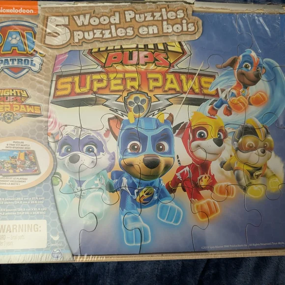 PAW Patrol Pups Super Paws Wood Puzzle Set - Blue, Red, Yellow, White