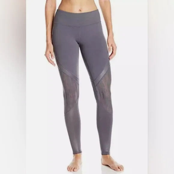 ALO YOGA VITALITY LEGGING LIVELY LACE IN SLATE GLOSSY SIZE XS