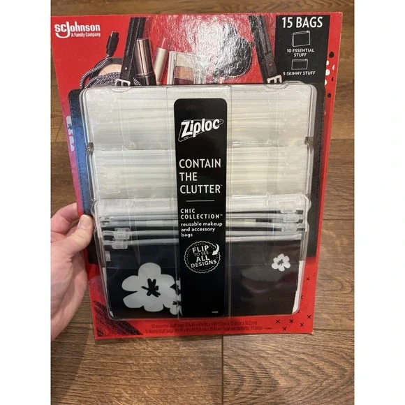 Ziploc Contain The Clutter Chic Collection Reusable Makeup & Accessory Bags 15ct