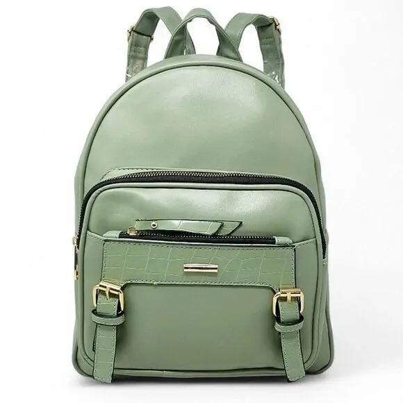 Sage Green Large Front Pocket Backpack Purse