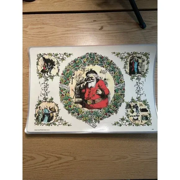 New bundle of 4 vintage laminated Christmas 🎄 Themed placemats Double Sided