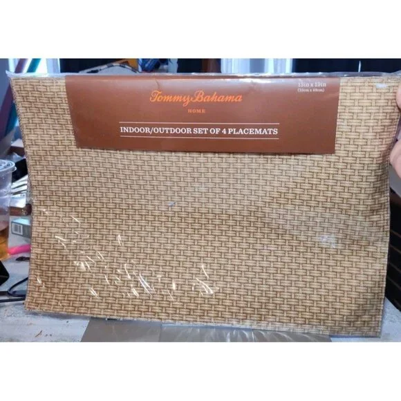 New Set of 4 Tommy Bahama‎ Home Brown Weave 19