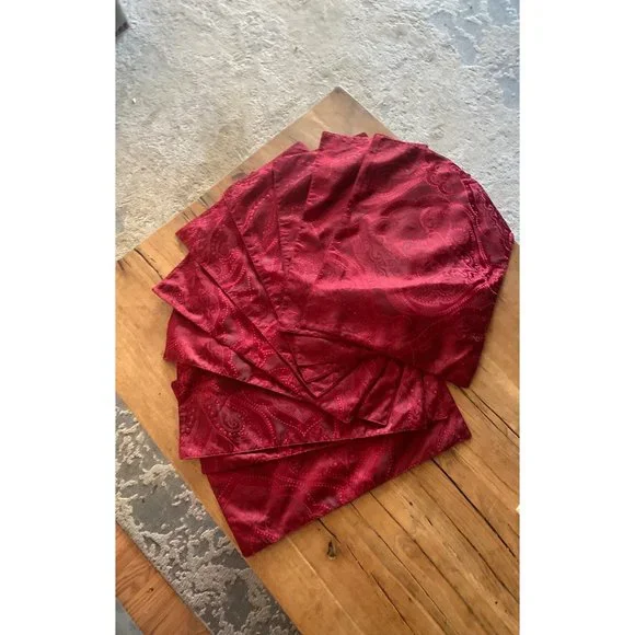 10 burgundy ruby red christmas holiday banquet placemats lot bundle