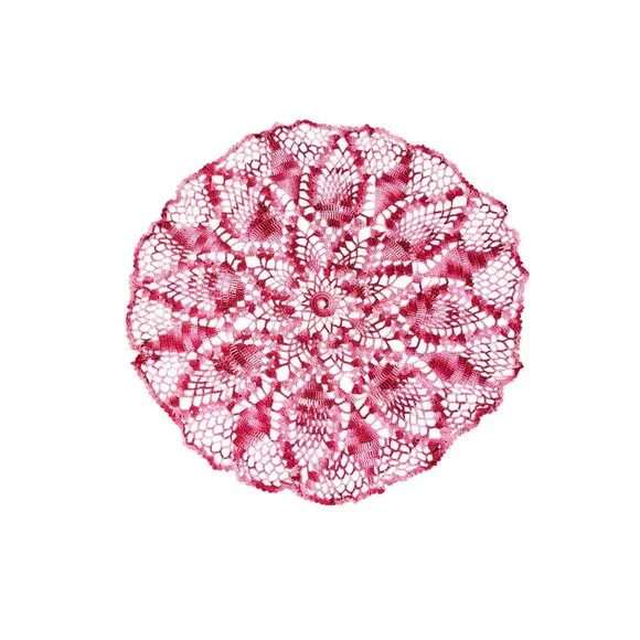 Vintage Pinks Crochet Doily Round 20.5” Handmade Lace Table Decor