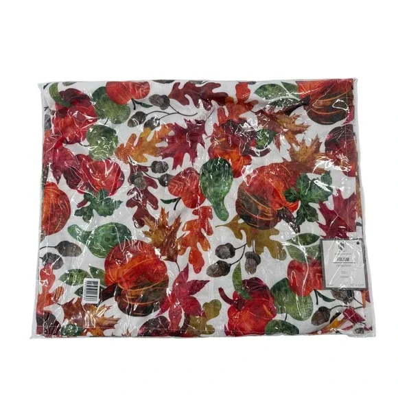 Lifestyle Folium Table Runner Multi Pumpkin Harvest 16x120 Fall Leaves New