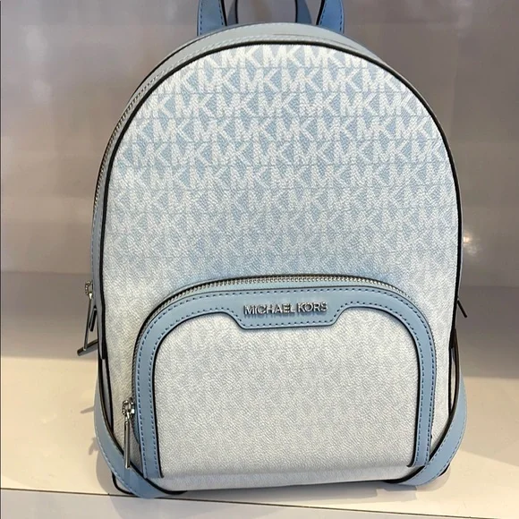 MICHAEL KORS Jaycee Medium Ombré Signature Logo Backpack LIGHT SKY NWT