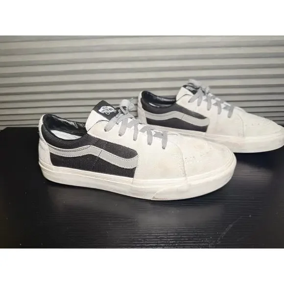 Vans Sk8-Low Sneakers Mens 10 Womens 11.5 Gray Black Suede Canvas Skate Shoes
