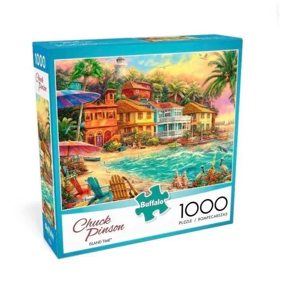 Buffalo Games Chuck Pinson Island Time 1000 pc Jigsaw Puzzle USED