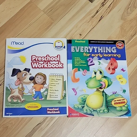 Preschool Learning, 2 large books lots of pages early‎ learning workbooks