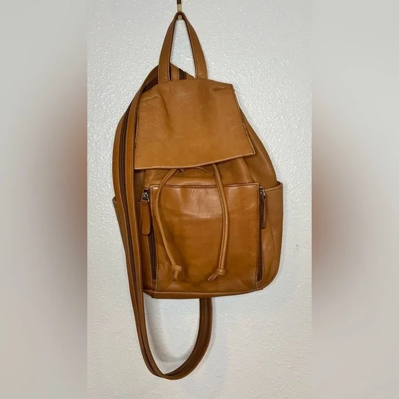 St. John's Bay Caramel Brown Genuine Leather Backpack