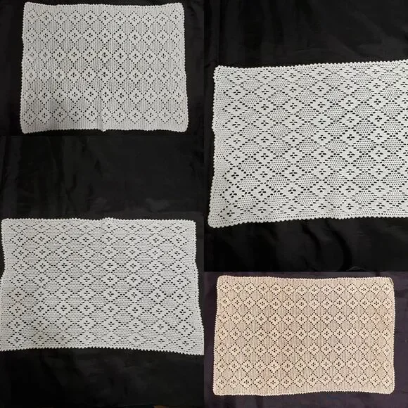 Elegant Crochet Lace Placemats, tray mats, doilies, table mats, set of 4,