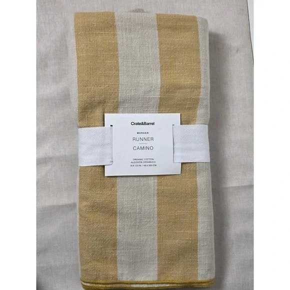 Crate And Barrel Table RunnerMERCERRUNNERCAMINOORGANIC COTTON  18X120 Yellow