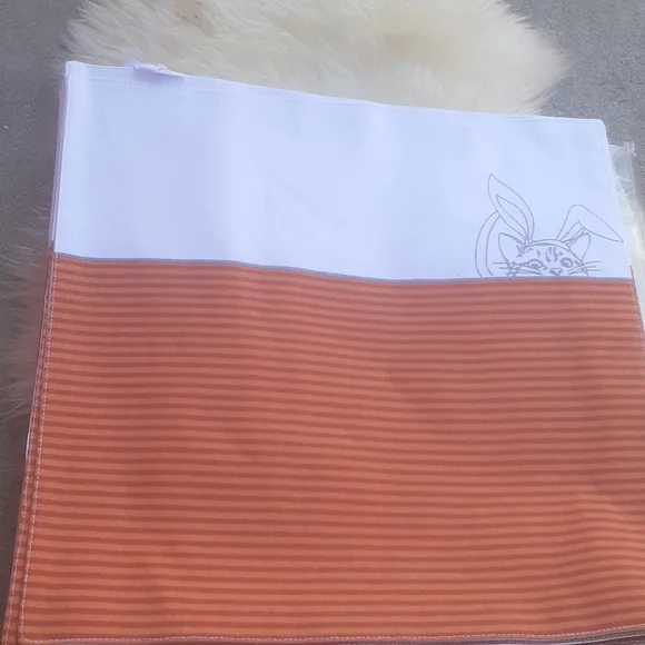 EASTER 🐇set 8 Easter Bunny placemat Ellen DeGeneres orange stripe Orange READ