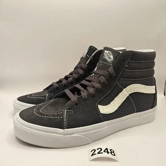 VANS MEN'S 8 GRAY TEXTURED ASPHALT SK8 HI NWOB HIGH TOP SNEAKER
