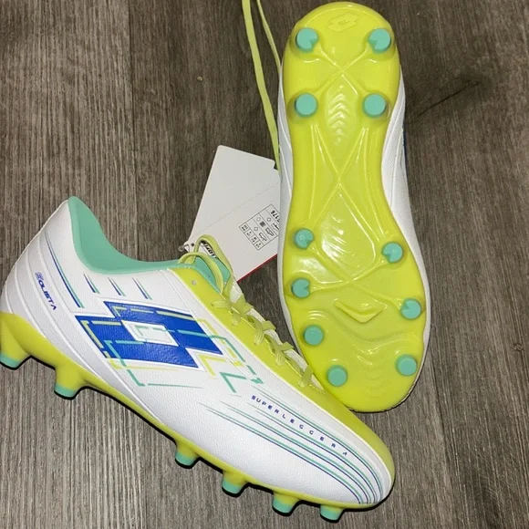 Lotto Solista Superleggera Mens Soccer Cleats White Yellow Blue Size 6