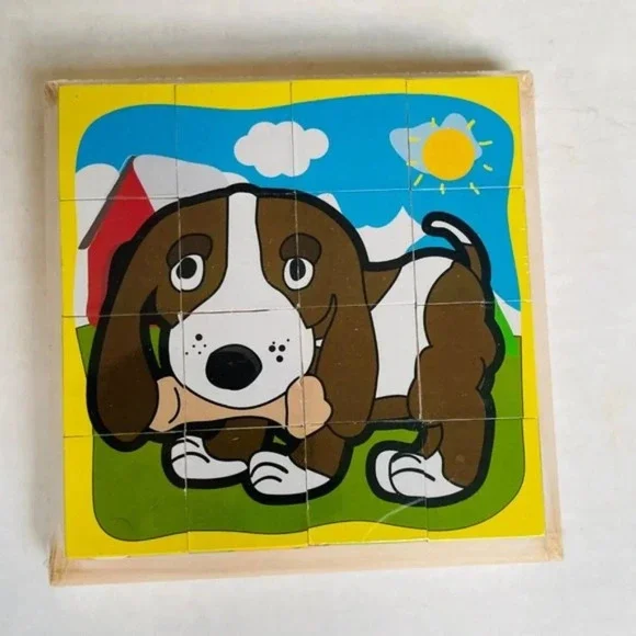 6 in 1 Cube Puzzle Puppy Dog Fish Rabbit Bird Turtle Cat Animal Kids Toy Zigsaw